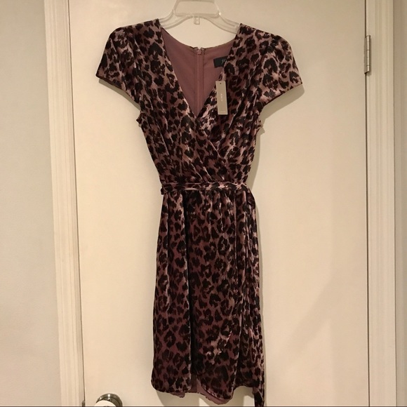 NWT J.Crew Faux-wrap Velvet Rose Leopard Dress - Picture 4 of 8